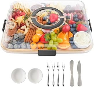 Maxboro Charcuterie Board with Lid and Handle, Portable Travel Design Bamboo Cheese Board Set,Meat Fruit Serving Tray Platter, House Warming Gifts New Home, Gifts for Women, Picnics
