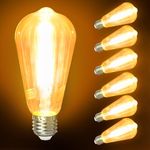 Aigostar E27 Screw Bulb, 10W E27 LED Bulb, E27 Vintage Bulb 1100LM, Energy Saving LED Bulbs Screw, Warm White 2200K Edison Screw Bulb, Decorative E27 Filament Bulb ST64, 77W Equivalent Pack of 6