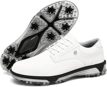 ULTIANT Mens Golf Shoes Traditions Spikeless Size 7.5-13(White,45)