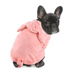 DELIFUR Dog Halloween Pig Costume - French Bulldog Adorable Pig Holiday Outfit Cute Hoodie Halloween Cosplay Costume Animal for Small and Medium Dog (Back: 13.5")