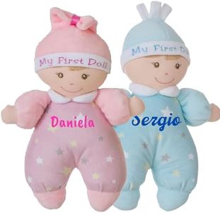 Muñeca de Trapo Personalizada – Regalo Bebe Recien Nacido Niño y Niña con su Nombre – Peluche Bebe – Muñeco Bebe Blandito – Muñeca Bebe 1 año (Rosa)