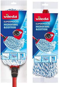 Vileda SuperMocio Microfibre and Cotton Mop with Extra Refill, Red