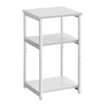 VASAGLE Sofa Side Table, 3-Tier End Table, Bedside Table with Steel Frame, for Living Room, Bedroom, Home Office, Industrial Style, Classic White and Classic Black LET273W14