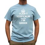 Nutees I Can't Keep Calm I'm Greek Mens T-Shirt (Light Blue), X-Large