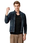 TEMPLE OF DENIM Slim Fit Men's Denim Biker Jacket_BRONN-L