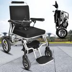 CUIOT Electric Wheelchair - Lightweight Foldable Motorized Wheelchair for Adults, All Terrain Wheel Chair, Folding Portable Power Wheelchair for Seniors - Weight Capacity 300Lbs, Weights 57Lbs,6AH