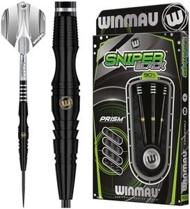 Winmau Sniper Black 24 Gram Professional Tungsten Darts Set with Flights and Stems (Shafts)