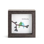 DEMDACO Lovebirds Whimsical Design Stone Art Multicolor 4 x 4 Wood Composite Shadow Box