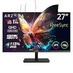 ARZOPA 27 Inch Gaming Monitor 180Hz 2K QHD 2560x1440 Fast IPS Computer PC Monitor 115% sRGB G-SYNC & FreeSync 1ms Response, Eye Care, VESA Wall Mountable, 1x Display Port 1.4, 1x HDMI 2.0, TYPE-C