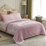JYK Fleece Plush Blanket 3.5 LB, 1 Ply, Korean Mink Blanket Queen 79" x 91" - Super Soft and Warm, Lightweight and Cozy Fuzzy Solid Color Fleece Blanket for Bed, Pink