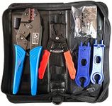 ZONADA Crimping Tool Kit Set for M-C Style Four Solar Panel Cable Connectors Size 2.5/4/6mm2 2 Crimpers Pliers 2 Straight Wrenches a Pair of Male/Female Solar Panel Connector DIY