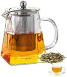 Fychuo Square Glass Teapots with Infuser Tea Pot 350ml Small Teapot Borosilicate Glass Tea Pot Infusers for Loose Tea Glass Teapot Stovetop Safe Heat Resistant