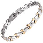 RainSo Titanium Bracelets for Women Elegant Sliver Gold Stainless Steel Spanner Patten Ladies Magnetic Bracelet with Gift Box and Adjustable Sizing Tool