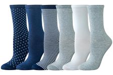 Amazon Essentials Women's Casual Crew Socks, 6 Pairs, Dots/Multicolour/Solid Colors/Stripes, 4-7