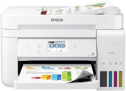 Epson EcoTank ET-4760 Wireless Color All-in-One Cartridge-Free Supertank Printer with Scanner, Copier, Fax, ADF and Ethernet - White