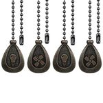 Dotlite Bronze Ceiling Fan Pull Chain Set, Decorative Fan Pull Chain Pendant Extension, 12 Inches Lighting & Fan Beaded Ball Fan Pull Chain Extender with Connector, 4 Pack