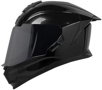 Steelbird SBH-57 Fighter ISI Certified Full Face Helmet for Men and Women with Inner Chrome Sun Shield (Large 600 MM, Glossy Steelbird Black)