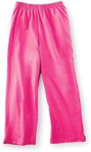 Collections Etc Women's Cotton Knit Cropped Capri Pants with Elastic Waist, Fuchsia, XX-Large