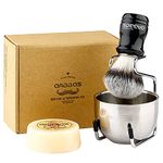 Anbbas Shaving Brush Set, 4in1 Vegan Style Synthetic Badger Hair Shaving Brush, Stainless Steel Shaving Stand Milk Shaving Soap and Bowl for Men Close Shave Kit