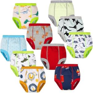 BIG ELEPHANT 10-Packs Training Underwear Absorbent Unisex Toddler Potty Trained Pants, 100% Cotton,7-8Y
