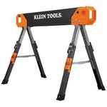 Klein Tools 66188 Folding Saw Horse, 2x4 Support Arms, 26-Inch to 32-Inch Adjustable Height, Heavy Duty Jobsite Table, 1-Pack