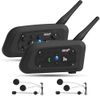 EJEAS V6 Pro Motorcycle Bluetooth Headset, 2 Riders Intercom Bluetooth 5.1 Helmet Communication System with Hands-Free Call and Noise Reduction for Motorcycling Skiing and Climbing (2 Pack)