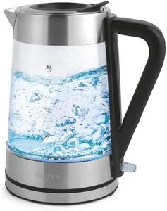 Salter Colour Changing Glass Kettle - 1.7L, LED Illumination From Blue To Red, Easy Fill Water Pressure Lid, Anti-Limescale Filter, BPA-Free, 360° Swivel Base, Boil Dry Sensor, 2200W EK5078SS