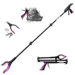 Jellas Grabber Reacher Tool with Shoehorn, 44 Inch Grabber Tool for Elderly, 360° Rotating Head Outdoor and Indoor Trash Picker Grabber with Magnetic Tip, Reacher Grabber Pick-up Tool (Purple)