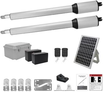 X X-HOUSE C05 Automatic Gate Opener with Solar Panel & Batteries for Light to Medium Duty Dual Swing Gates Up to 770lb per Arm Electric Gate Opener with 2 Remotes Complete Kit Solar Powered