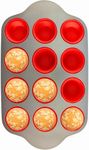 Boxiki Kitchen Non-Stick 12 Cup Silicone Muffin Pan with Steel Frame - BPA Free, Non-Toxic, Anti-Warp, Durable & Easy to Pop Silicone Muffin Tin - Perfect Cupcake Pan