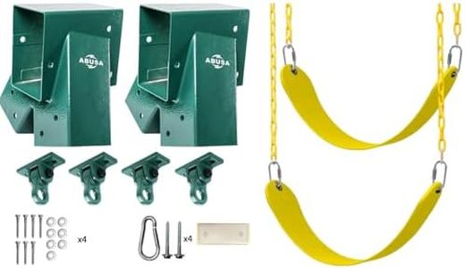 ABUSA Heavy Duty Swing Set Brackets Including 2 A-Frame Swing Set Brackets 2 Swing Seats and 4 Swing Hangers for Playground Equipment Mounting Parts Hardware Included (Y007+G)