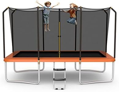 HONEY JOY 14 x 8FT Outdoor Kids Trampoline, ASTM Certified Rectangular Trampoline with Enclosure Net, Safety Net and Ladder, 200 kg Weight Capacity, Recreational Trampoline for Kids Adults (Orange)