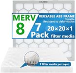 OlitAir 20x20x1 MERV 8 Air Filter,AC Furnace Air Filter,Reusable ABS Plastic Frame, 7 Pack Replaceable Filter Media (Actual Size: 19 3/4" x 19 3/4" x 3/4")