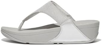 Fitflop Women's Lulu Shimmerlux Toe-Post Sandals, Silver, 9 US