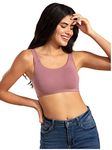 NYKD Soft Cup Easy Peasy Slip On Everyday Bra for Women, Wireless, Full Coverage, Support Shaper, Non Padded Sports Bra Bra, NYB113, Mauve, L, 1N