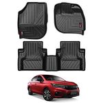 GFX Tpv Premium 3D Life Long Car Floor Mats Compatible With Honda City 2020 Onward (Manual), Black