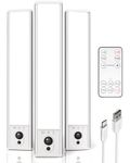 EZVALO Under Cabinet Kitchen Lights, 3 Pack of 5300K Dimmable Wireless Motion Sensor Lights Indoor with Remote Control, 23 cm USB-C Rechargeable LED Night Lights for Kitchen,Wardrobe and Cupboard