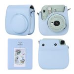 TONYLAIJIANTAO Camera Case Compatible with Fujifilm Instax Mini 12 11 9 8 Instant Camera, PU Leather Carrying Bag with 64 Pockets 2 x 3 Mini Photo Album. (Blue)