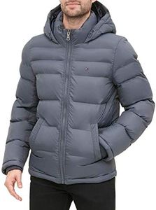 Tommy Hilfiger Men's Hooded Puffer Jacket, Charcoal, Large