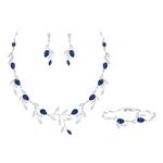 EVER FAITH Teardrop Wedding Bridal Jewelry Set for Brides Sparkly Sapphire Blue CZ Pear-Shaped September Birthstone Necklace Earrings Bracelet Set for Prom