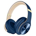 DOQAUS Bluetooth Headphones Over Ear, Bluetooth 5.3 Wireless Headphones, 90Hrs Playtime, 3 EQ Modes, Foldable Headphones Wireless with Mic, Soft Memory Protein Earpad, for Phone/PC/Travel(Navy Blue)