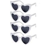 4 Pack Vintage Heart Shaped Sunglasses White Sunglasses For Women Cat Eye Ladies Fashion Retro Eyeglasses, Vintage Love Heart Sunglasses for Protection Eyewear