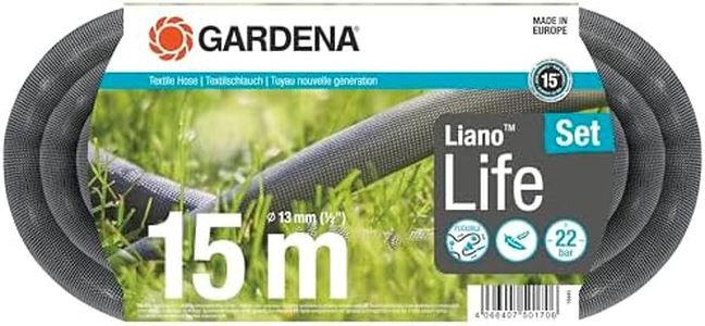 Gardena manguera textil Liano Life 1/2 pulgadas, 15m: Manguera de jardín de tejido textil muy flexible, con manguera interna de PVC, sin dobleces, ligera, resistente a la climatología (18445-20)