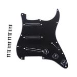 Musiclily 11-Hole SSS Prewired Loaded Pickguard with Dual Hot Rail High Output Pickups Set for Fender Squier Strat Electric Guitar,3Ply Black