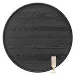 30 inch Round Solid Wood Serving Tray Extra Large Tea Coffee Snack Food Meals Serving Plate Non-Slip Kitchen Party Bar Server Ottoman Tray Breakfast Tray with Raised Edges Black