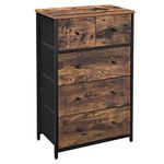 SONGMICS Chest of Drawers, Fabric 5-Drawer Storage Organiser Unit, Dresser, for Living Room, Hallway, Nursery, Rustic Brown and Classic Black LGS45H