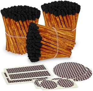 Thankful Greetings Brown Stick Black Tip Decorative Matches | 300+ Artisan 2” Safety Espresso Style Matchsticks with Adhesive Strikers | Great for Home Decor & Candle Lovers
