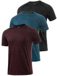 Star Vibe 3 Pack Men's Dry Fit T Shirt Moisture Wicking Athletic Tees Exercise Fitness Activewear Short Sleeves Gym Workout Top Black/Navy/Wine L