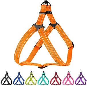 CollarDirect Reflective Dog Harness Step in Small Medium Large for Outdoor Walking, Comfort Adjustable Harnesses for Dogs Puppy Pink Black Red Purple Mint Green Orange Blue (Small, Orange)