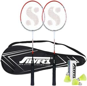 Silver's Aluminium Champ Badminton Kit (2 Racquets with Full Cover, 1 Box Plastic Shuttlecock Pack of 3)(Red/White)